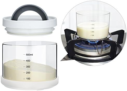 Airby Multi-Use Glass Jar canister with Silicone Lid and Bottom Cover, Milk Powder Container for Kids,Airtight Can for Kitchen Food Storage ferment,High Heat Resistance,Stovetop Microwave Safe (500ml)