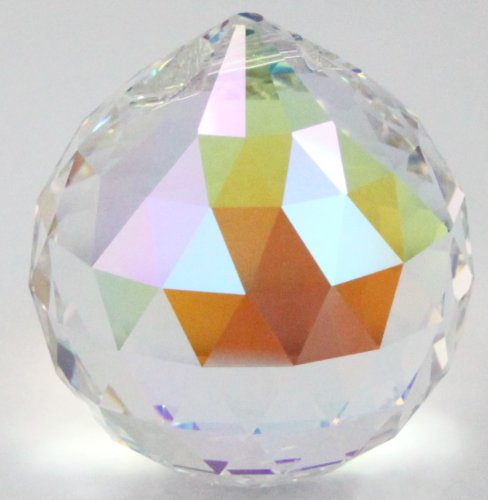 Kristallset: Kristall Kugel 40mm Effekt: Aurore Boreal (AB; Regenbogenfarben) von Swarovski Kristalle mit Rieser® Aufhängeset Feng Shui Kristallglas Set Regenbogenkristall - 2