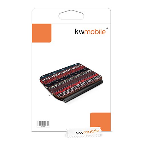 kwmobile Laptoptasche Hülle Sleeve für 12,5″ 13″ 13,3″ Laptop / Ultrabook – Notebook Tasche Schutzhülle mit Vintage Streifenmuster Design Laptop Case Hülle in Rot Braun Schwarz – z.B. geeignet für Apple - 4