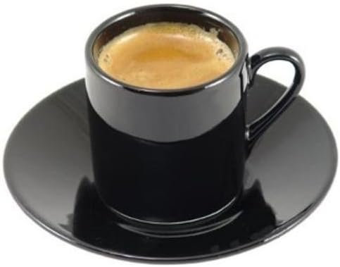HIC 8-Piece Demitasse Espresso Cups Set, Fine Black Porcelain, Set Includes 4 Cups with Matching Saucers, 2.25-Ounces by HIC Porcelain