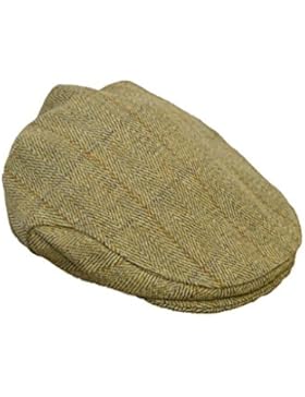 Kinder Schiebermütze aus Tweed - Country-Stil - Helles Salbeigrün - Größen 50 bis 54 cm