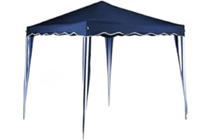 Pratiko Life Gazebo 3 x 3 Pieghevole Tessuto Poliestere Impermeabile Struttura in Metallo Richiudibile a Fisarmonica Tendone Portatile Fiera Mercato Giardino Esterno Blu