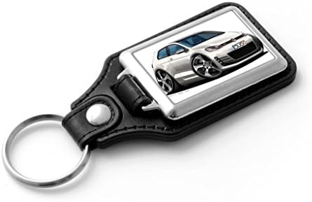 WickedArtz Cartoon Car Volkswagen VW Golf MK7 GTi Classic Style Key Ring (White)