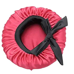 Hairloveindia Solid Satin Bonnet-Barbie Pink (Barbie Pink)
