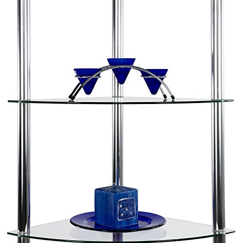 STILISTA® Designer Eckegal, (H) 137 cm x (B) 40 cm, 5 Ebenen, 5mm Sicherheitsglas, Aluminium Tubes verchromt - 6