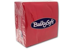 Bulky Soft Tovaglioli di carta morbidi, 40 x 40 cm, 2 veli (100, Rosso)