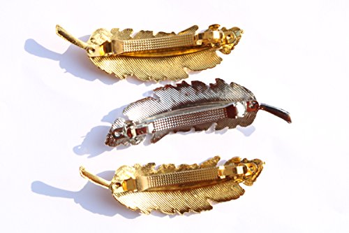 Cuhair 3 Stück Metall Feder Blatt Haarklammern/Haarclips Haarspange Haarnadeln Haargreifer Haarklammer Haarschmuck hair accessories - 3