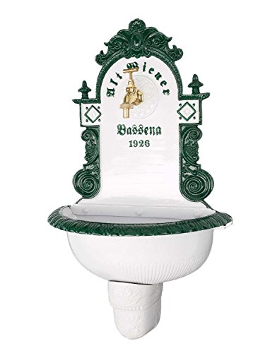 Brunnen Wandbrunnen 72cm Aluminium Waschbecken im Nostalgie antik Stil fountain - 3