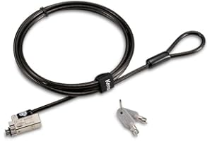 ‎KENSINGTON Kensington Slim NanoSaver 2.0 Laptopschloss mit Schlüssel, Abschließbares Diebstahlsicheres Karbonstahlseil, Flaches, Dünnes Profil, Universelle Passform, 1,8 m Kabel aus Karbonstahl (K65021WW)