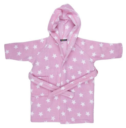 DG1402 CozyBear pink fleece dressing gown with white stars (9-10 years)