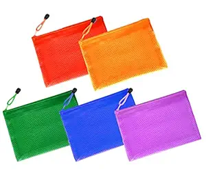 TULMAN Legal Size PVC Zipper Storage Pouch Pen Pencil Organizer Document Holder (39 x 26 cm) - Pack of 5