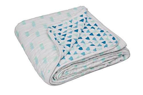 Lässig Cozy Blanket XL (120x120cm) Krabbel- und Spieldecke Schmusedecke aus 100% Musin Baumwolle, ist atmungsaktiv weich kuschelig und flauschig, Little King & Queen boys