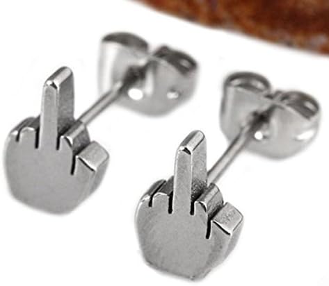 Timelyo Women's Punk Earrings Earrings Fashion "Middle Finger" Design Girl's Teen's Women's Men's Earrings In Steel Silver