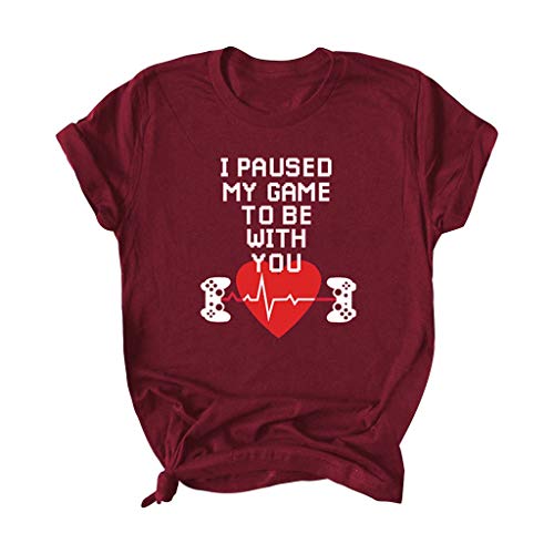 AG&T Couple Shirt Love Tee Shirt pour Femme Homme Amoureux Tshirt Coton Tops Hauts Manches Courtes Saint-Valentin Cadeau Anniversaire