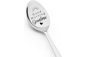 SHIQIAO SPL Birthday Mother's Day Gifts for Grandmother Grandma Gifts from Grandson Granddaughter Good Morning Grandma Spoon for Nana Nanny Coffee Tea Spoons Engraved