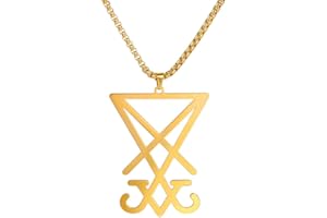 EUEAVAN Sigillo di Lucifero Ciondolo Collana in Acciaio Inossidabile Simbolo Satanico Ciondolo Ciondolo Sigillo di Satana Lucifero Ciondolo Pagan Wiccan Gioielli Collana Religiosa