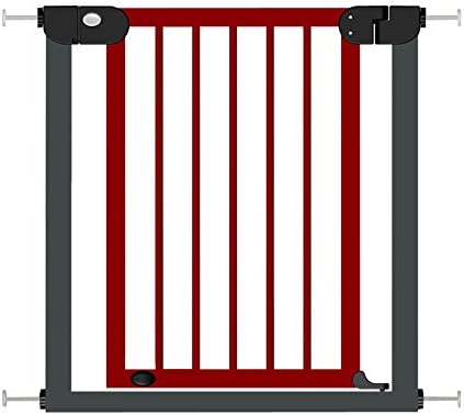Fairy Baby Wooden Gates Pressure Fit Safety Gate Baby Fence Stair Gate, Reddish Brown Timber and Black Metal, 83-90 cm