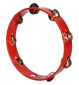 Sai Musical Khanjari Tambourine Hand Percussion Instrument 10 Inch (Red)