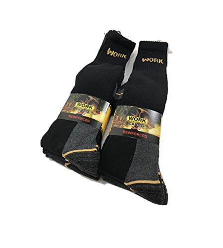 6 PAIA CALZE ANTINFORTUNISTICHE LUNGHE LAVORO RINFORZATE SPUGNA DI COTONE TALLONE E PUNTA (43-46, Assortiti)