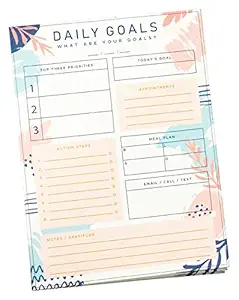 Adra Daily Goals Planner | My Daily to Do List Organiser | Pink Peach Personal Planner Journal | Tear Off Book | - 8.25 x 11.25 Inches