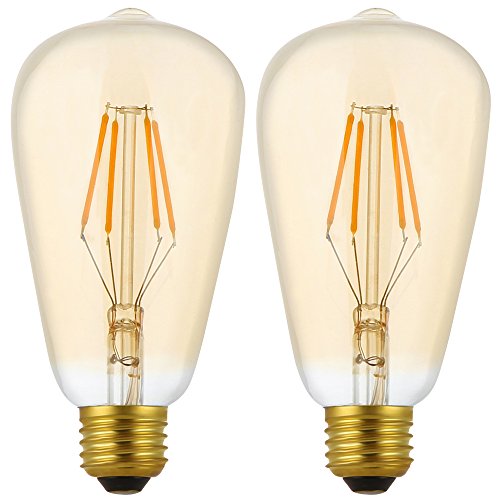 2X E27 Bombillas Filamento LED 4W Dimmable Bombilla Edison ST64 Bombil