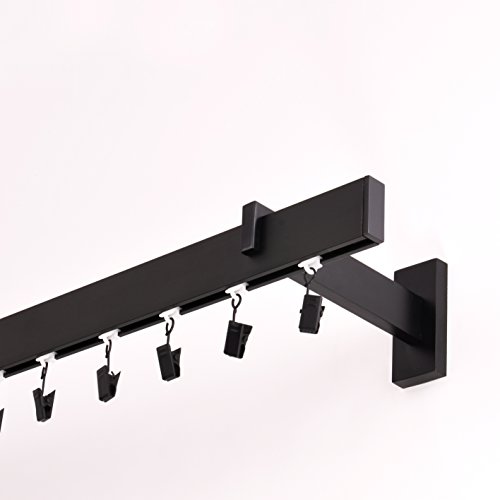Gardinenstange Innenlauf 34/12mm 1-läufig in Schwarz-Matt Aluminium 280