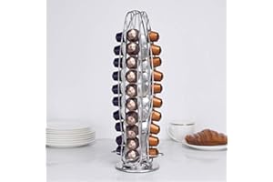 NINYOON Compatible con Carrusel Nespresso con capacidad para 40 cápsulas, almacenamiento de cápsulas OriginalLine Hermoso soporte para cápsulas de café Dispensador de granos de café Almacenamiento 360°