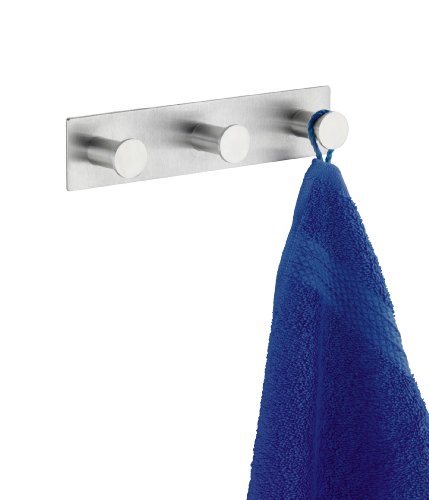 WENKO 4466580100 Hakenleiste Celano Trio – 3 Haken, selbstklebend, Edelstahl rostfrei, 18 x 4 x 3.3 cm, Matt - 5