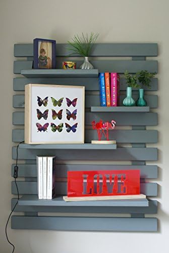 LIZA LINE Decorative Wooden Wall Shelf, Bookcase, Bookshelf. Storage Display Unit with 4 Floating Shelves. Solid Nordic Wood - 101x80x21cm (Grey)