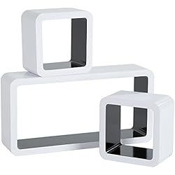 tectake 800706 3 Etagères murales Cube en Bois Design, pour des Livres, CDs, de la décoration, Matériel de Montage Inclus - Plusieurs Couleurs - (Blanc-Noir | no. 403189)