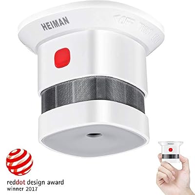 Heiman Mini détecteur de fumée, 10 Ans de Vie de la Batterie (Batterie Incluse), Reddot Award, certifié CE, Mondial photoélectrique détecteur de fumée pour maison/magasin/Société/School-hs1sa (1)