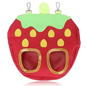 Rabbit Hay Feeder Bag, 600D Oxford Cloth Strawberry Pattern Foldable Feeder Bag Hanging Feeder Sack Light Weight Easy to Carry Rabbit Feeder Fabric Bag with 2 Holes Hay Holder for Rabbits Guinea Pigs