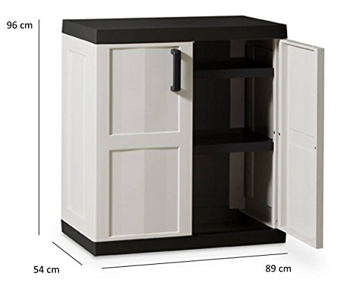 KREHER XXL Kunststoffschrank mit 2 verstellbaren Böden, belastbar mit bis zu max. 50 kg pro Boden. Stabil, belastbar, optisch ansehnlich. Maße BxTxH 89 x 54 x 96 cm
