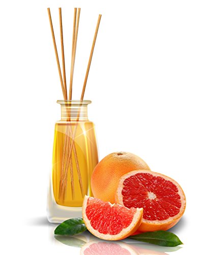 Raumduft Reed Diffuser GRAPEFRUIT 100ml, mit stäbchen, mit naturreinem ätherischen Grapefruitöl, intensiv und langanhaltend natürliche Raumdüfte, 0% Alkohol, Raumduft-Set zum Aromatisieren der Innenraumluft fur Raum, Küche, Baden, Zuhause, Büro, Boutique, SPA, Fitnessclub, Restaurant, Aromatherapie, best fur natural aroma Lufterfrischer und Raumerfrischer, Glas, von AROMATIKA - 3