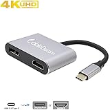 USB C to HDMI Displayport Adapter,CableDeconn USB-C HUB Thunderbolt 3 to HDMI DP 4K Multi Port Hub Adapter Cable Converter Support windows extend MST