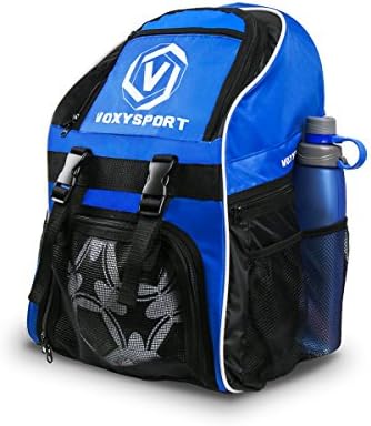 Football Backpack Schoolbag with Shoe Pockets Ball Holder Gym Tote Bag Fits for All Sport Training Equipment (Blue)