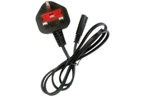 iZKA® - Power Cord UK Plug to Figure 8 Fig of 8 Lead Cable C7 2m meter - ideal For Cassette Recorders, Operated Radios, Visual Equipment, Laptop, Computer, Notebooks, Video Game Consoles, BT Vision, DVD, Blu Ray and Sky Receiver etc (Black)