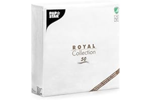‎PAPSTAR Papstar, 50 Servietten "ROYAL Collection" 1/4-Falz 48 cm x 48 cm weiss, #11577