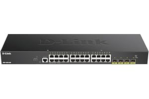 D-Link DGS-1250-28X - Switch 28 Puertos Gigabit Gestionable con UpLink a 10Gbps, Layer 2 y Layer 3 Lite (24x 10/100/1000BASE-T, 4X 10G uplink SFP+ y 1x Consola RJ-45), Negro
