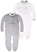 Unisex 2 Pack Full Length Baby Grow Grey 1-3 Months