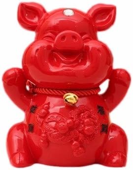 piggy bank pig toy vintage cashbox funny huge giant big red smile resin 7.22x5.85x9.17 inchs