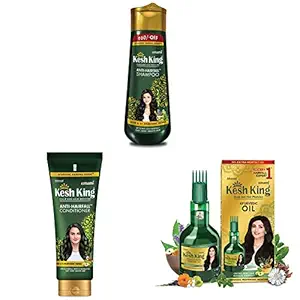 Kesh King Ayurvedic Anti Hairfall Hair oil, 300ml with Kesh King Anti Hair fall Shampoo, 340 ML and Kesh King Hair Conditioner 200 ML