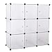 Produktbild BASTUO Aufbewahrungswürfel Schrank DIY Bücherregal Regal Körbe Modular Würfel Schrank für Spielzeug Bücher Kleidung weiß mit Türen, 9 Cubes