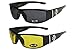 Produktbild 2er Pack Choppers 6608 X 03 Sonnenbrillen Unisex Herren Damen Männer Frauen Brille - 1x Modell 01 (schwarz glänzend/schwarz getönt) und 1x Modell 12 (schwarz glänzend/gelb getönt)