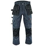 Wright Wears Hommes's Pro Gris et Kaki Pantalons de Travail Pantalons Cordura Genou Travail Pantalons Cargo Combat Travailleur Tailles comme DewaltFR: 50/S (40W/29L Taille Fabrication)