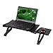 Price comparison product image ICOCO Laptop Table Portable Adjustable Ergonomic Computer Notebook Desk with Mouse Board and Cooling Cooler Fan Stand Breakfast Bed Tray Book Holder Black Super Buy(with Mouse Board)