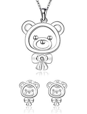 Mädchen Schmucksets für Kinder, Teen Girl Ohrringe + Anhänger Halskette für Geburtstag Geschenke mit Silber überzogen...