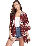 ✔ Diseño elegante - Cárdigan tipo kimono con frente abierto con mangas 3/4, tejido delicado y cómodo con un diseño diferente con estampado floral, que lo hará elegante y encantador