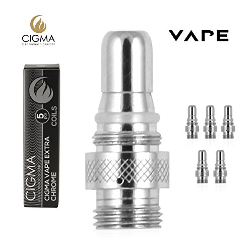 Cigma Vape Bobina para batería adicional | Paquete de 5 de bobinas | Rellenable Clearomizer | Cromo