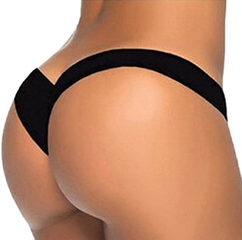 TUDUZ 2018 Newest Fashion Thong Bikinis Women Brazilian Print Bikini Bottom Thong Bathing Beach Swimsuit Swimwear (Black 8643, M)